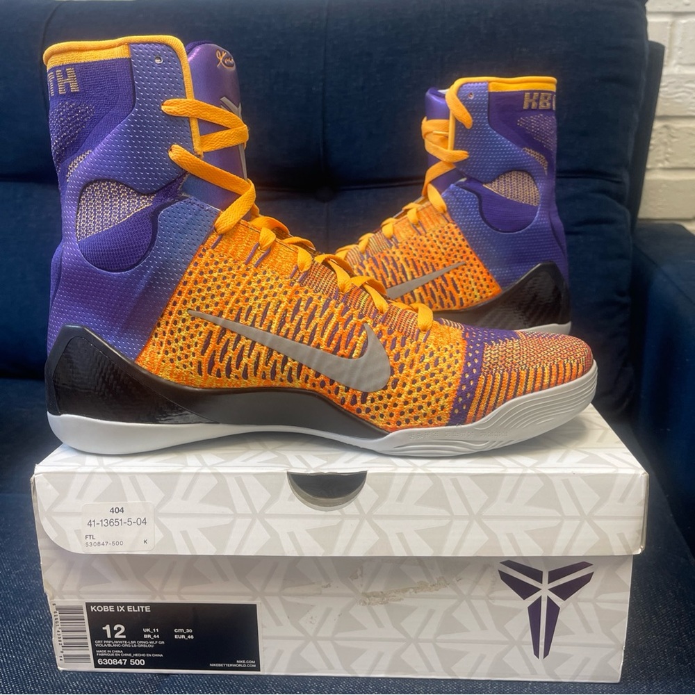Nike Kobe 9 Elite IX size 12 Sneakers Basketball Lakers Purple & Gold New In Box